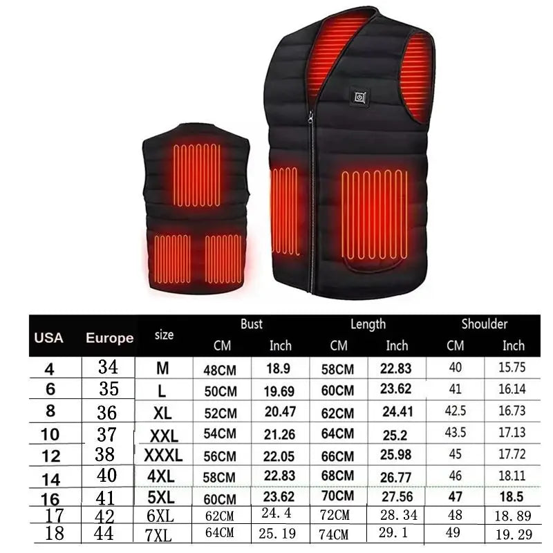 Men & Women Smart Heated Cotton Vest β 9-Zone Thermal Warm V-Neck (M-7XL)