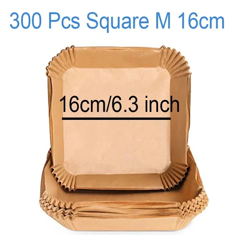50-300pcs Disposable Air Fryer Baking Paper Liners β Oil-Proof Square Pads (16/20/23cm)
