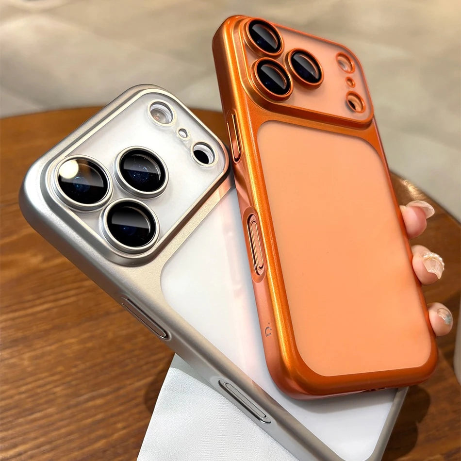 Luxury Matte Hard PC Slim Case with Plating Camera Protector for iPhone 17 Pro Series