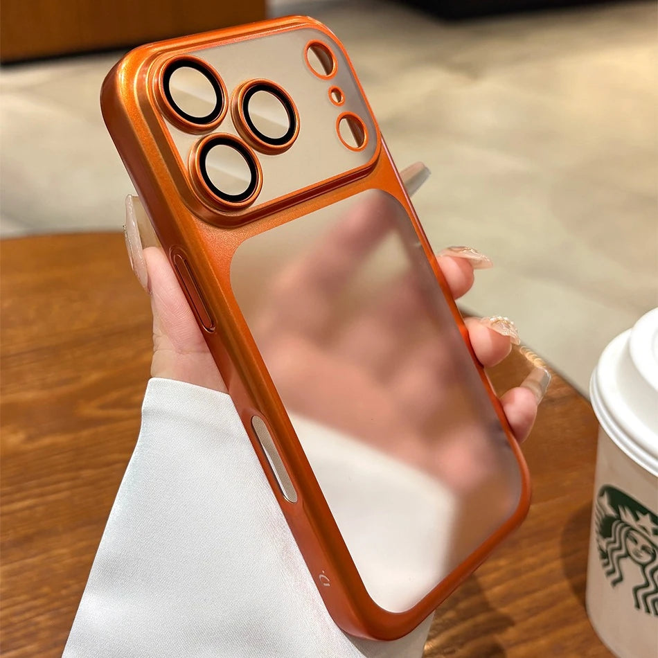 Luxury Matte Hard PC Slim Case with Plating Camera Protector for iPhone 17 Pro Series