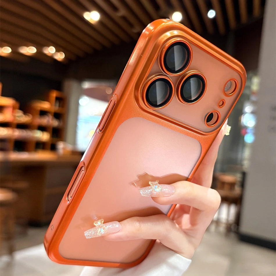 Luxury Matte Hard PC Slim Case with Plating Camera Protector for iPhone 17 Pro Series