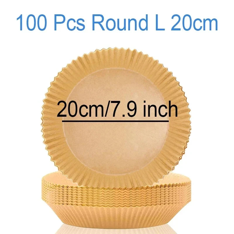50-300pcs Disposable Air Fryer Baking Paper Liners β Oil-Proof Square Pads (16/20/23cm)