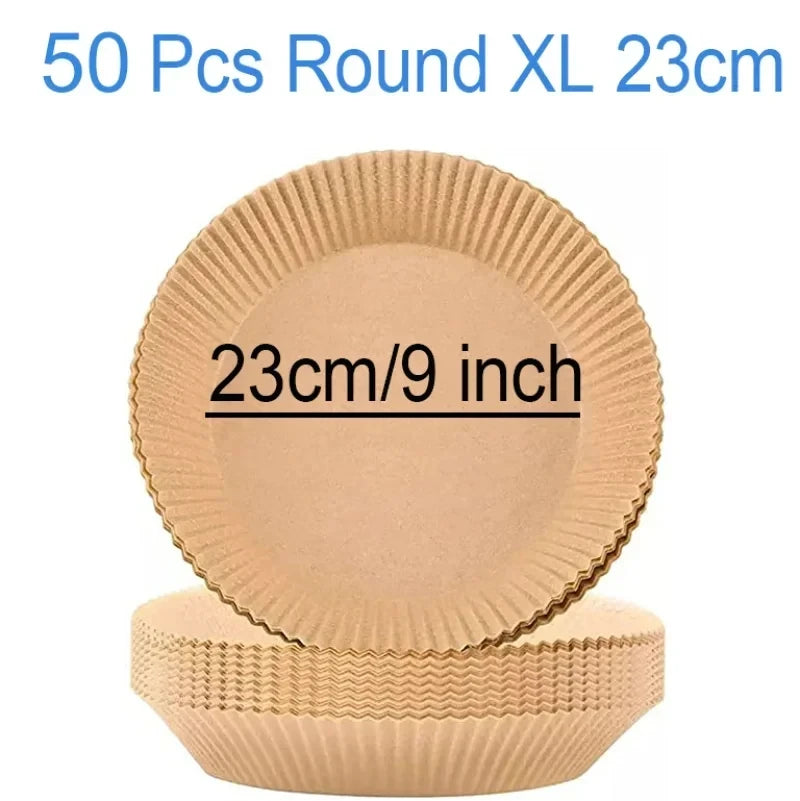 50-300pcs Disposable Air Fryer Baking Paper Liners β Oil-Proof Square Pads (16/20/23cm)