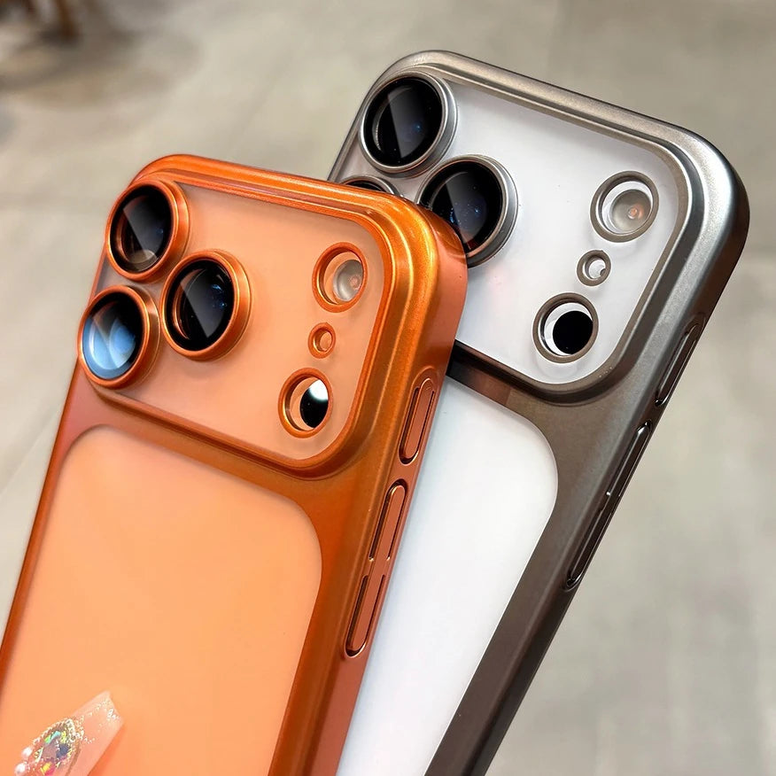 Luxury Matte Hard PC Slim Case with Plating Camera Protector for iPhone 17 Pro Series