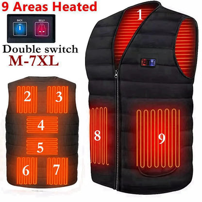 Men & Women Smart Heated Cotton Vest – 9-Zone Thermal Warm V-Neck (M-7XL)