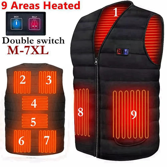 Men & Women Smart Heated Cotton Vest – 9-Zone Thermal Warm V-Neck (M-7XL)